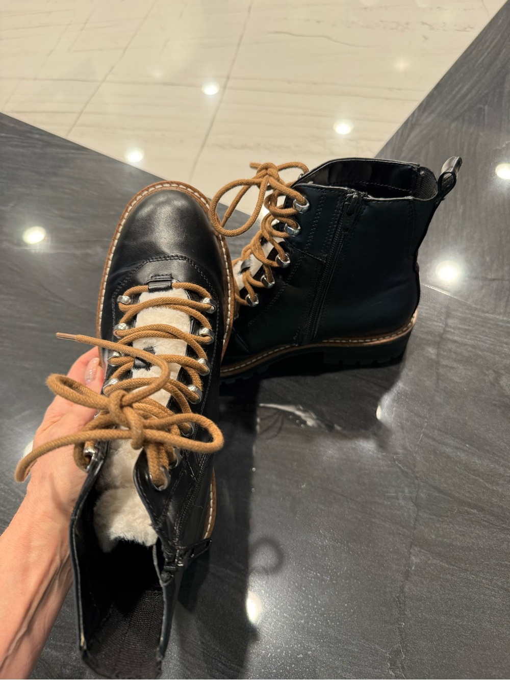 a new day Black Lace-Up Winter Boots with Brown Laces - Picture 5 of 6